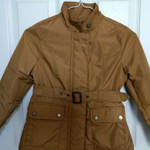 Lands End kids gold jacket with belt